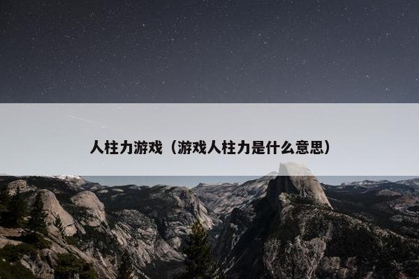 人柱力游戏（游戏人柱力是什么意思）