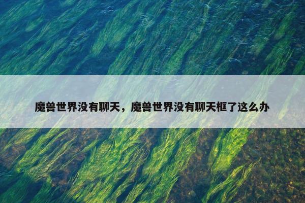 魔兽世界没有聊天，魔兽世界没有聊天框了这么办
