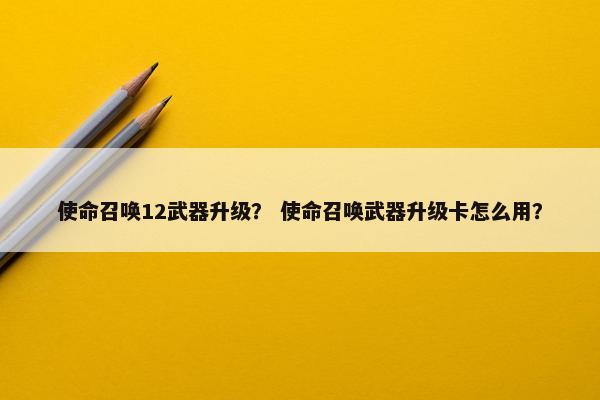 使命召唤12武器升级？ 使命召唤武器升级卡怎么用？