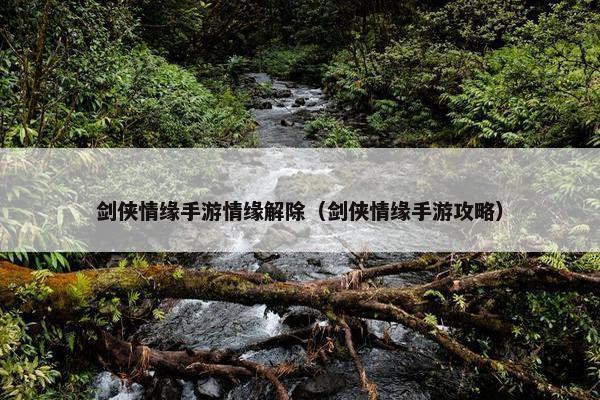 剑侠情缘手游情缘解除（剑侠情缘手游攻略）
