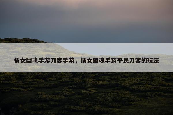 倩女幽魂手游刀客手游，倩女幽魂手游平民刀客的玩法