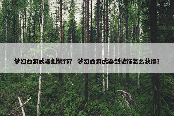 梦幻西游武器剑装饰？ 梦幻西游武器剑装饰怎么获得？