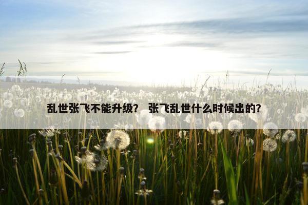 乱世张飞不能升级？ 张飞乱世什么时候出的？