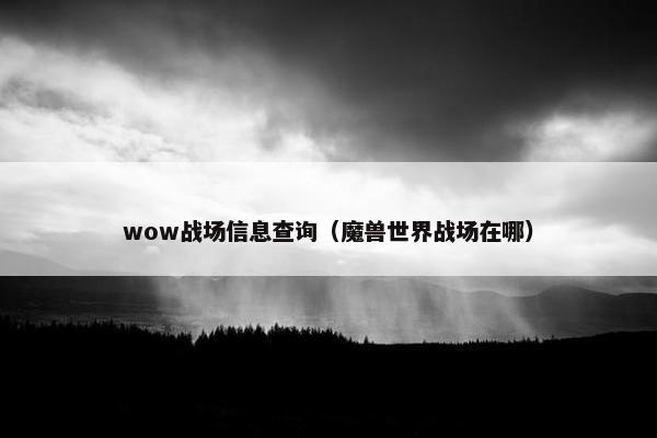 wow战场信息查询（魔兽世界战场在哪）