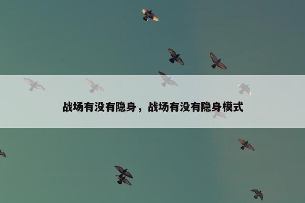 战场有没有隐身，战场有没有隐身模式