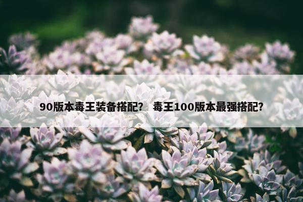 90版本毒王装备搭配？ 毒王100版本最强搭配？
